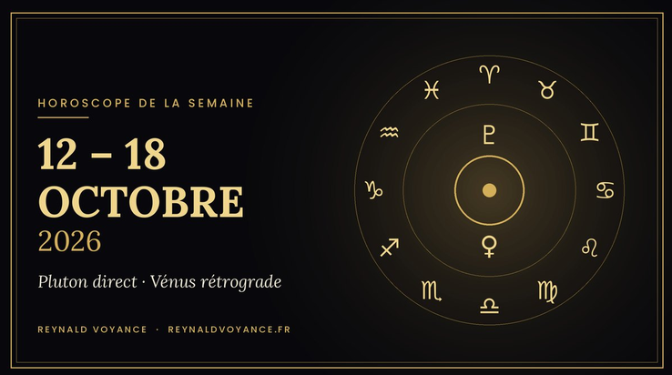 Horoscope de la semaine du 12 au 18 octobre 2026 par Reynald, médium : Pluton direct, Vénus rétrograde et prévisions pour les 12 signes.
